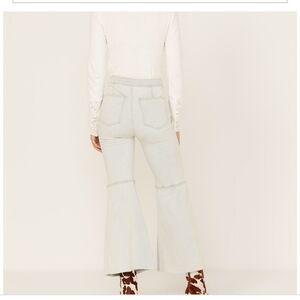 Free People Light Wash Flare High Rise Cropped Flares